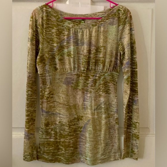 Free People artsy mustard/khaki/colorful Babydoll Tunic/Mini oversized M - Picture 3 of 8